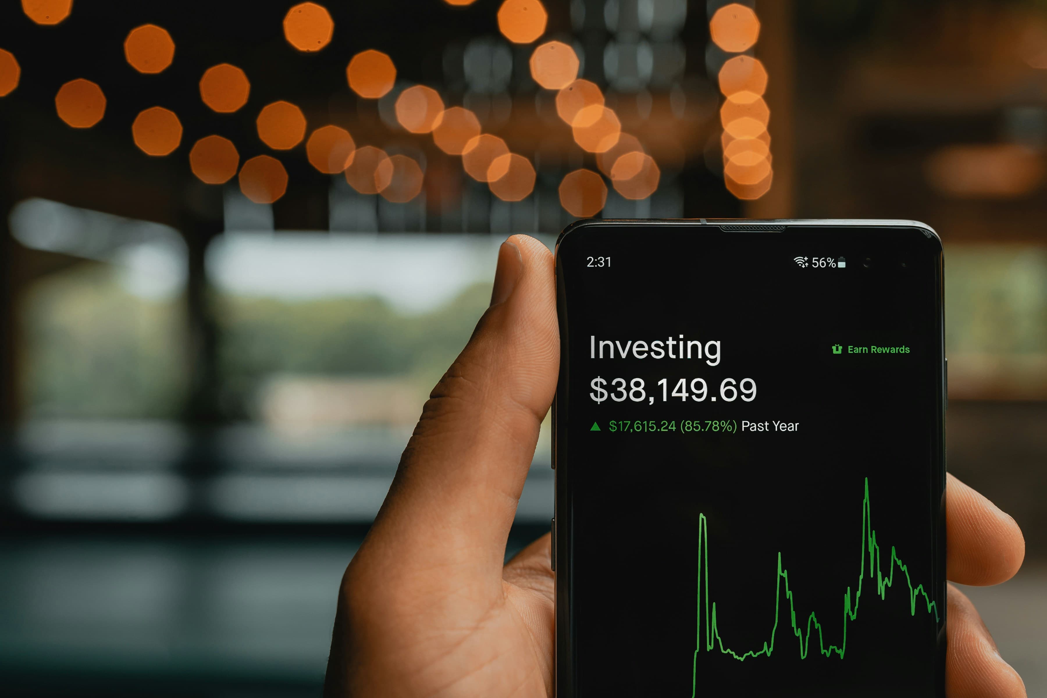 image of portfolio dashboard investing on smart phone